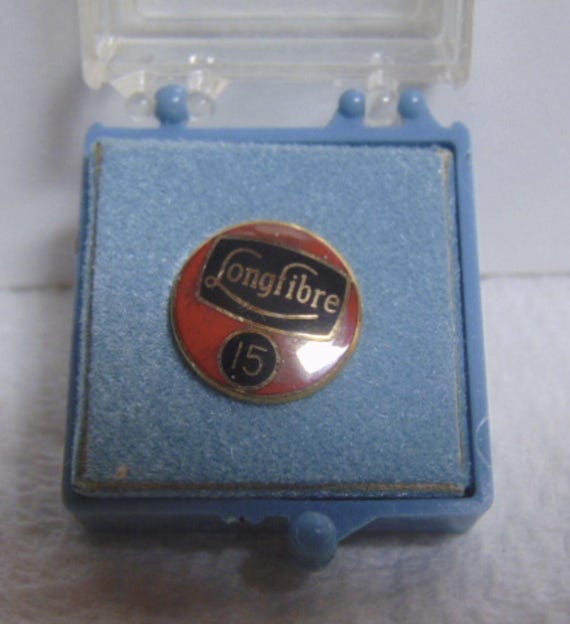 Vintage 1967 LongFibre (Longview Wa Fibre Co) Service 15yr Tac Pin..14Kt & Enamel.... (JP#8)