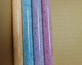 DYNAMITE CEYLON & SILVER Lined Seed Bead size 11...5&quot; Tubes..Picture 3 shows SiLvEr Lined...LoOk at DrOp BoX to SeE aLL CoLoRs!!