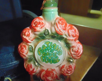 Vintage 1972 Jim Beam Liquor Bottle Made Especially For The '1972 Portland (OR) Rose Festival'..Genuine Regal China.....
