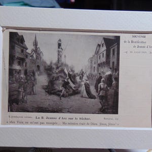 Antique BEAUTIFUL 1900 French Souvenir Blk Wht de la Beatification de &#39;Joan of Arc&#39; Postcard..Unused..65F-Paper Ephemera,Collecting Postcard