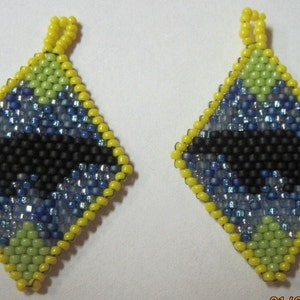 BEAUTIFUL Native Style Micro Beaded Picture Black Bear with Bluebirds Earrings......1542h...Pick Your Earring Type/Style...Hand Made...OOAK