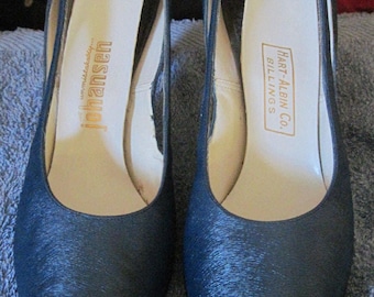Beautiful VINTAGE 60's/70's Hart-Albin Co. Billings Johansen Navy Blue Leather High Heel Shoes...8 1/2 AAA...Wedding/Special Occasion...OBO