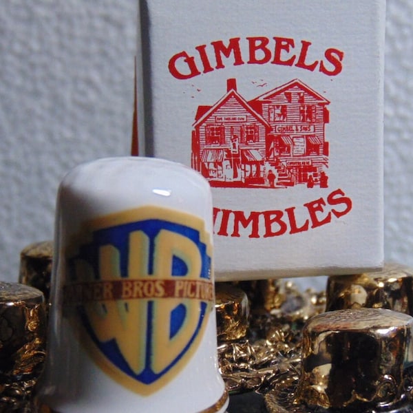 VINTAGE Wonderful 80's Gimbels & Son's Bone China Warner Bros Thimble...#7... Movie Studio Thimble,Thimble Collectors,Vintage Thimbles