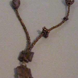 STUNNING Copper Simple yet Fancy Wire Wrap Freeform Crystal/Bead Necklace....handmade OOAK...1035h