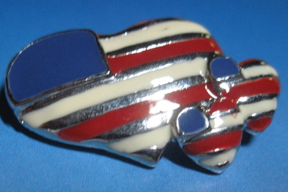 Vintage ROMANTIC Patriotic Silver & Enamel Triple… - image 2