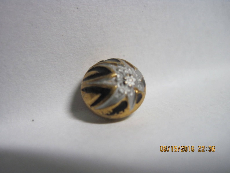 ANTIQUE LOVELY 1900/'s-20/'s Art Deco Gilt Brass /& Enamel Button...Gent/'s Waistcoat...w Silver Flower..#514