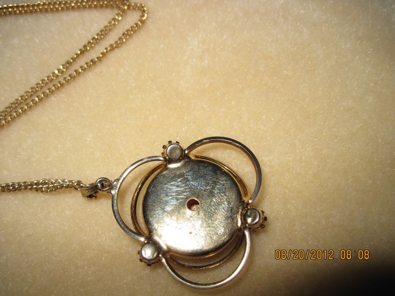 Vintage GORGEOUS Gold /& Black Carved Flower w Crystals Necklace..#2333..ESTATE FOUND Gift 4 HerGift 4 MomEverydaySpecial Times
