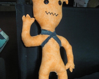 HandMade Orange ALIEN 'I Come in Peace' Large Dammit Doll or Doll Toy.....1733h....OOAK....Original Design....Special Orders Welcomed!