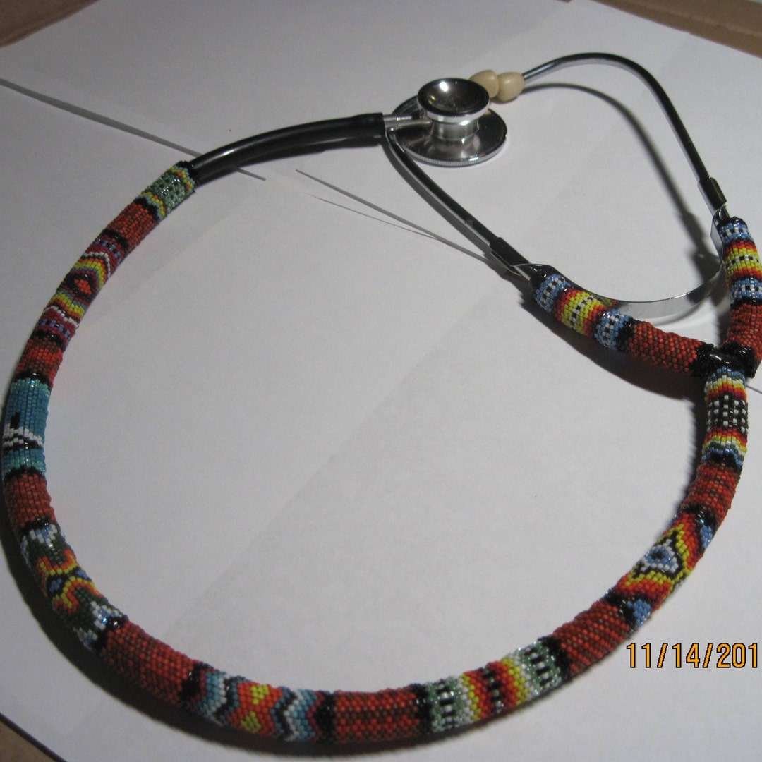 Native/abstract Patterned Dr.s or Nurses Hand Beaded Stethoscopes