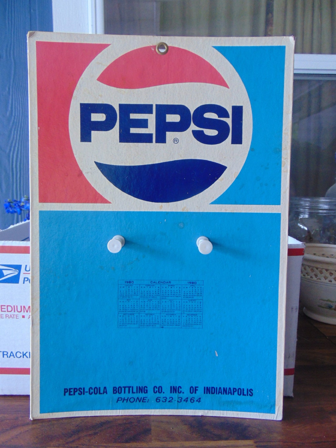 Vintage BEAUTIFUL Original 1980 Pepsi Calendar Cardboard Sign