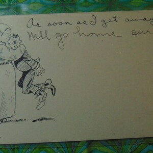 ANTIQUE Excellent 1900&#39;s Big Woman Little Man Humorous Postcard..UsED..1861 Paper Ephemera,Collecting Postcard,Scrapbook