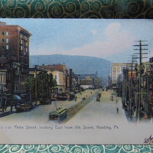 ANTIQUE EXCELLENT 1906 Penn Street Looking East, Reading PA Postcard ...used 830 Paper Ephemera,Collecting Postcard,Scrapbook