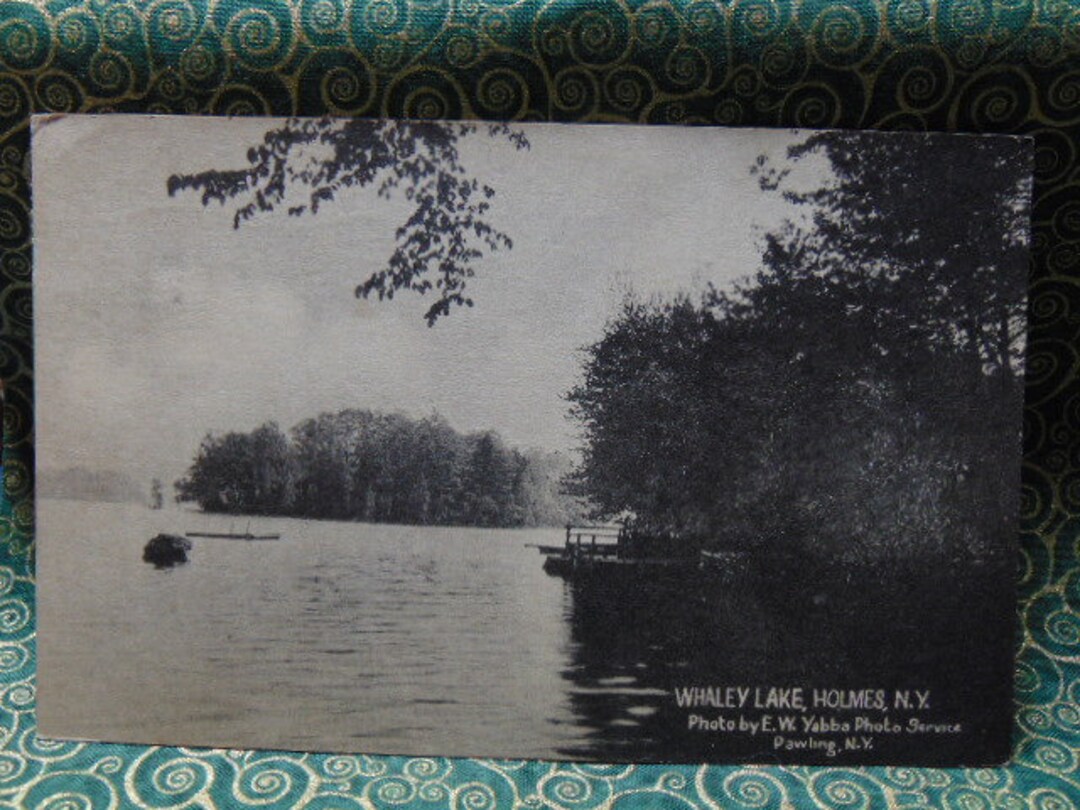 VINTAGE EXCELLENT 1948 Whaley Lake, Holmes NY Postcard....tan & Blk