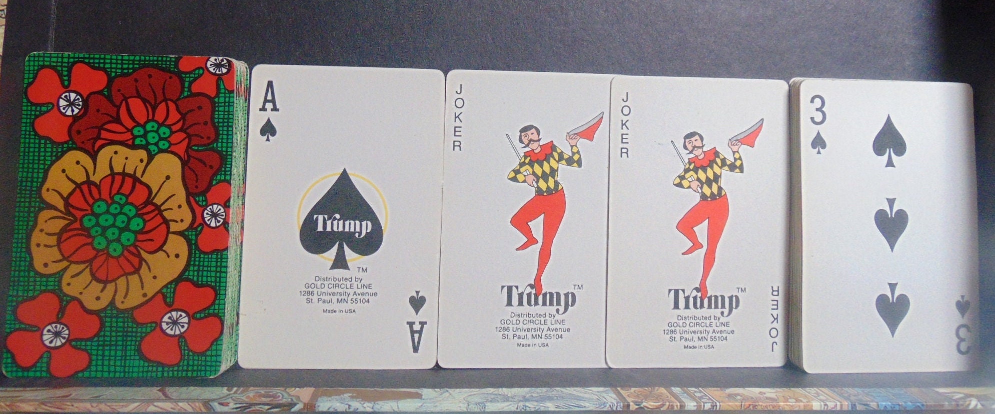 アンティーク雑貨 70s~ Eddie Bauer Vintage Playing Cards Vintage 60's/70's Retro Brown W/marigold Flower Standard Size