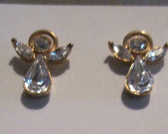 Vintage Rhinestone/Crystal Angel Stud Earrings...Avon..1990's...31...Bridal Wear,Holiday Wear,Gift for Mom,Gift for Friend,Gift for Daughter