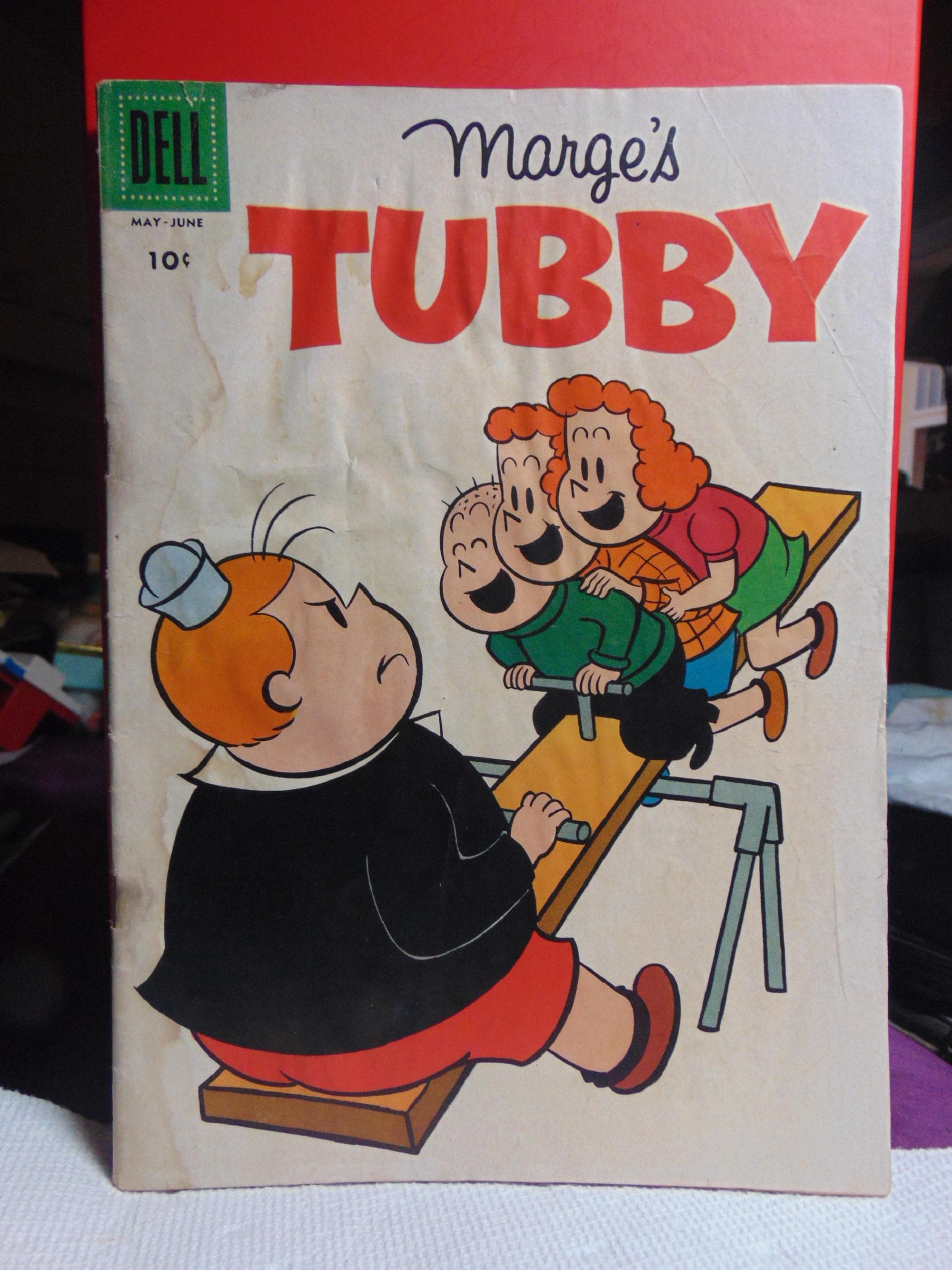 Vintage AWESOME 1958 #28 May- June Marge's TUBBY Comic Book,Teeter Totter Cover..Silver Age..Vintage Comic's,Vintage Cartons,Vintage Funnies