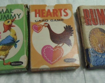Vintage 60's (3) Whitman Publishing Kid's Games Playing Cards in Box..Used..U PICK....Vintage Playing Cards,Scrapbooking,Card Making