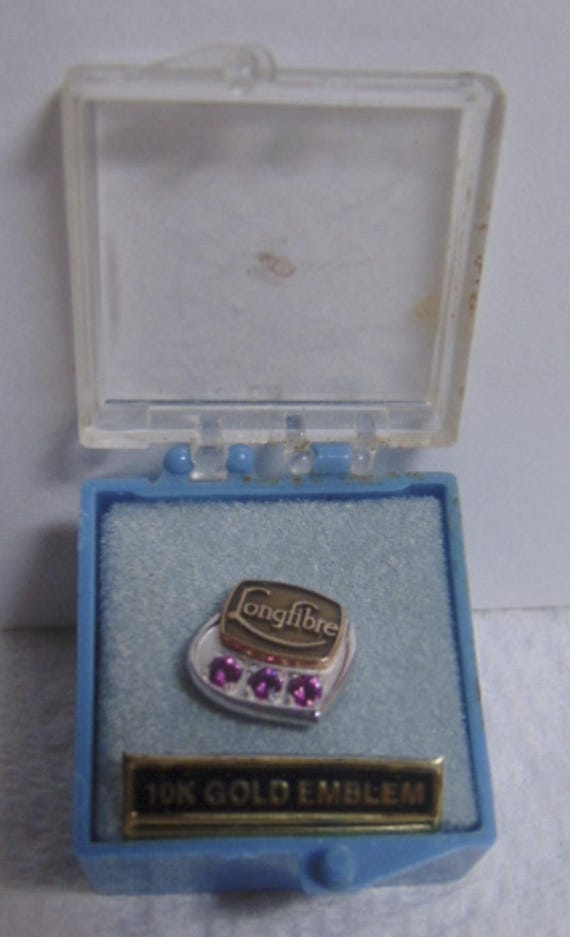 Vintage 50's/60's LongFibre (Longview Wa Fibre Co) Service Jeweled Tac Pin or Tie Tac Pin..10Kt & Jewels.... (JP#11)