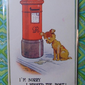 ANTIQUE Excellent 1900&#39;s Humorous Dog Peeing on Sidewalk &quot;I&#39;m Sorry..&quot; Postcard..UNUSED..1876 Paper Ephemera,Collecting Postcard,Scrapbook