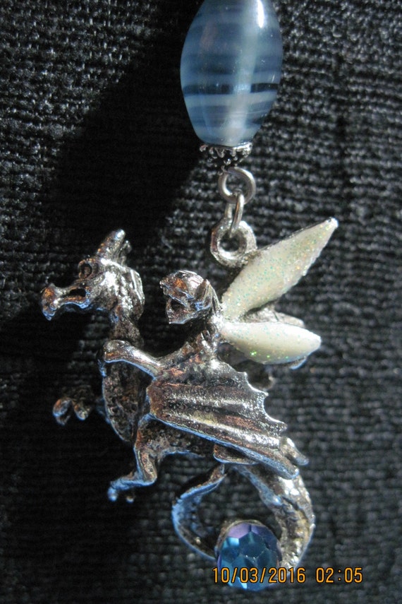 Vintage PRETTY Lia Sophia Ant. Silver 2 Tone Blue 