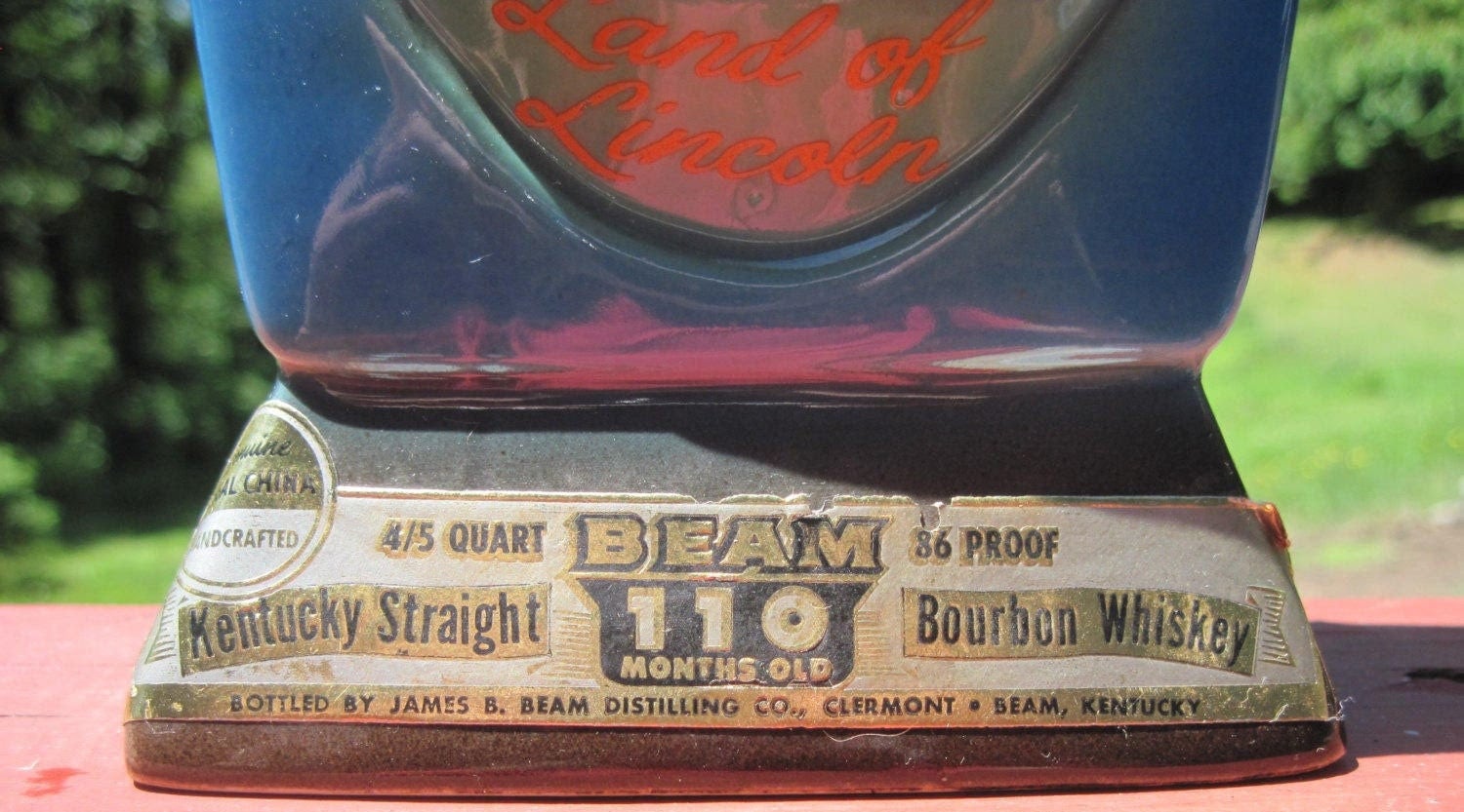 VINTAGE 1968 JAMES BEAM 1818 Illinois Shaped State Bottle