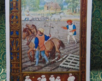 ANTIQUE BEAUTIFUL 1900's September, Ploughing, Sewing, Harrowing Etc.. Postcard-Unused..982-Paper Ephemera,Collecting Postcard,Scrapbooking