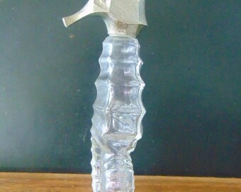 Vintage Avon '70-'72 Tall Seahorse Clear Glass Decanter,Home Decor,Kids Room,Avon Collectible,She Shed,Book Piece,JP
