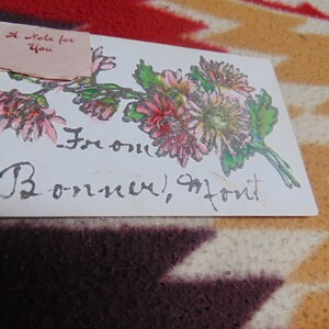 ANTIQUE EXCELLENT 1930&#39;s Glitter Floral From Bonner MONTANA Postcard....Used....#468.. Paper Ephemera,Collecting Postcard,Scrapbook