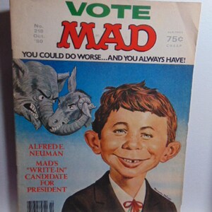 Vintage AWESOME 1980 Oct #218 MAD Magazine VOTE Mad Comic Book...#41..Vintage Comic&#39;s,Vintage Cartoons,Super Hero&#39;s,Action Comics
