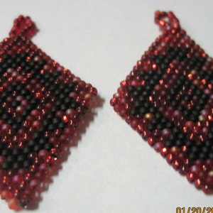 BEAUTIFUL Native Style Micro Beaded Picture &quot;Navajo&quot; in Strawberry Fields Earrings...1535h...Pick Your Earring Type/Style...Hand Made...OOAK