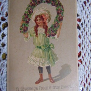 ANTIQUE Excellent 1900&#39;s A Message From...Good Luck Postcard.....UNUSED..#138..Paper Ephemera,Collecting Postcard,Scrapbook,Stamp Collector