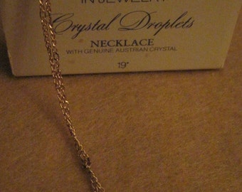BEAUTIFUL Vintage New Ood Stock AVON Austrian Crystal Droplets Necklace ....1979...still in original box.....#439