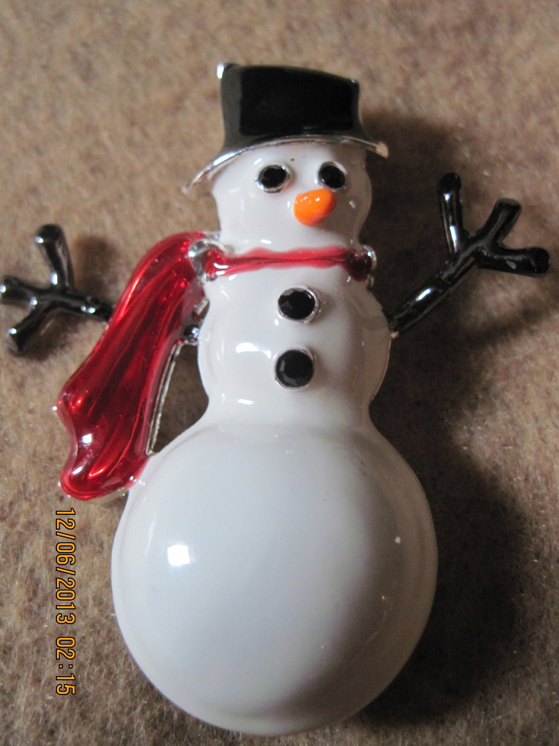 Vintage BEAUTIFUL A.K. Silver & Enamel Snowman Brooch/pin
