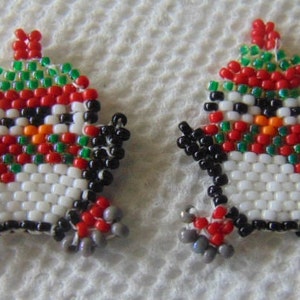BEAUTIFUL Native Style Micro Beaded Christmas Ice Skating PENGUIN Earrings......JPh11 a-b...Pick Your Earring Type/Style...Hand Made...OOAK