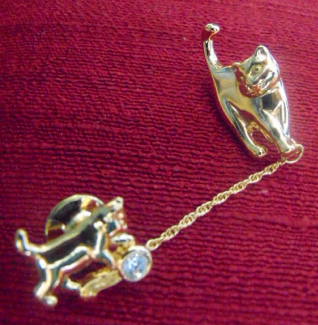 Vintage BEAUTIFUL 90's Avon Gold and Rhinestone Moma & Kitten W/ Chain ...