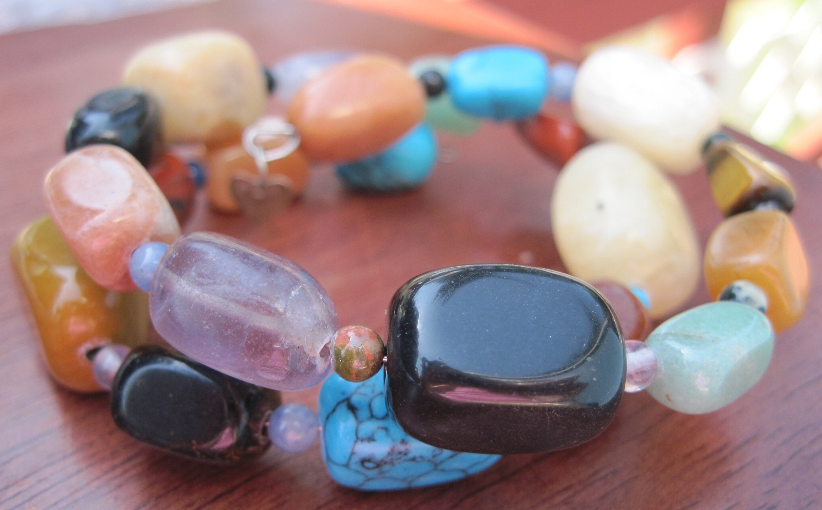 Vintage GORGEOUS Large Mix Semi Precious Stone Bead Necklace