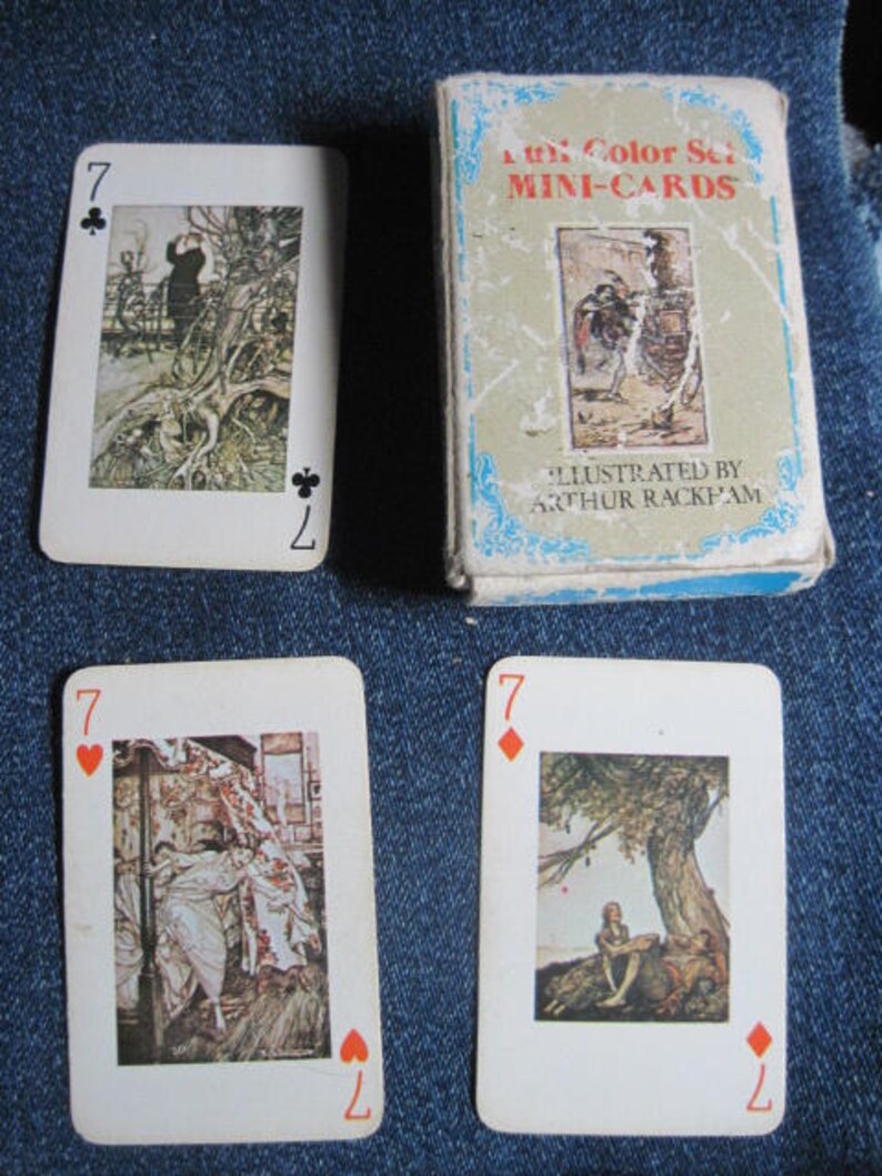 VINTAGE ExCellEnT Set of 3 7/'sbox Mini Cards 2 14 x 1 14 Illustrated by Arthur Rackham1867-1959 For Scrapbooking,Jewelry Making Purpose