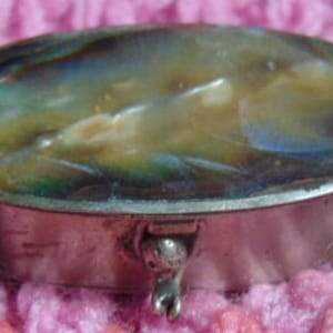 VINTAGE BEAUTIFUL ALPACA Mexico Abalone Silver Trinket Pill Box