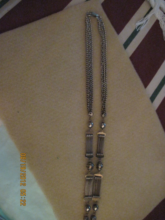 VINTAGE Beautiful JAPAN Antique Silver Multi Chain