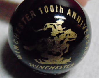 Vintage BEAUTIFUL Winchester 100th Anniversary 1866-1966 Black & Gold Glass Shooter Marble..Vintage Marbles,Collectible Marbles,Advertising