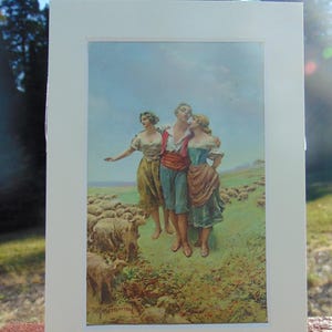 Antique BEAUTIFUL French 1918 &quot;Sheep Herder with Flock&quot; by Mastrojanni Postcard*used* 9F Paper Ephemera,Collect Postcards,Scrapbooking