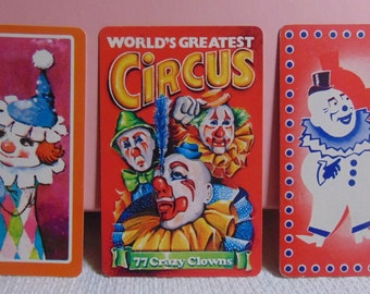 Vintage Retro Fun Art CLOWNS Single Playing Cards..YOU PICK..Used..1C,D,E..Vintage Playing Cards,Scrapbooking,Card Making,Collecting