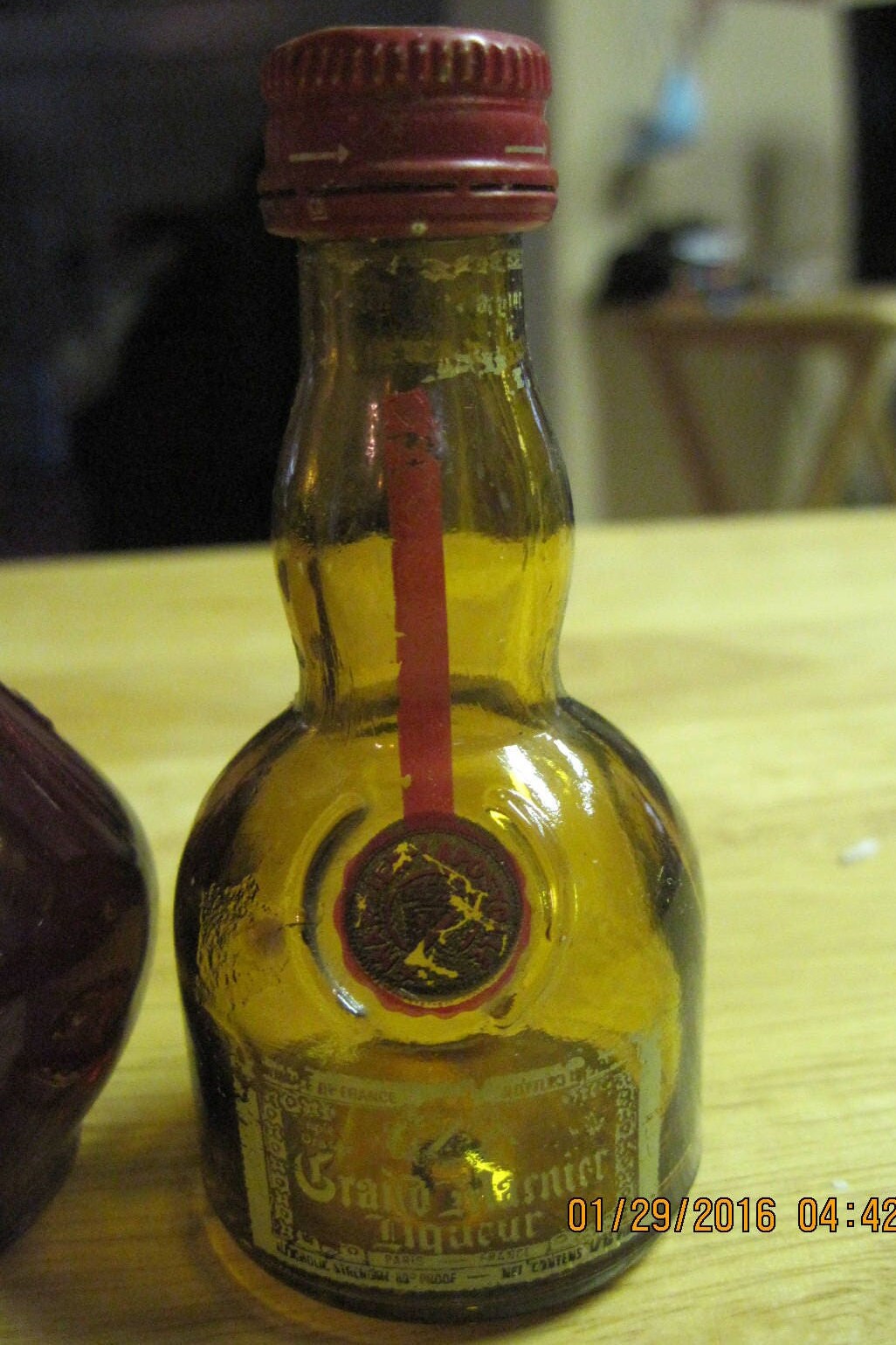 Vintage Miniature Set of 2 Liqour Bottles Brown & Clear Glass