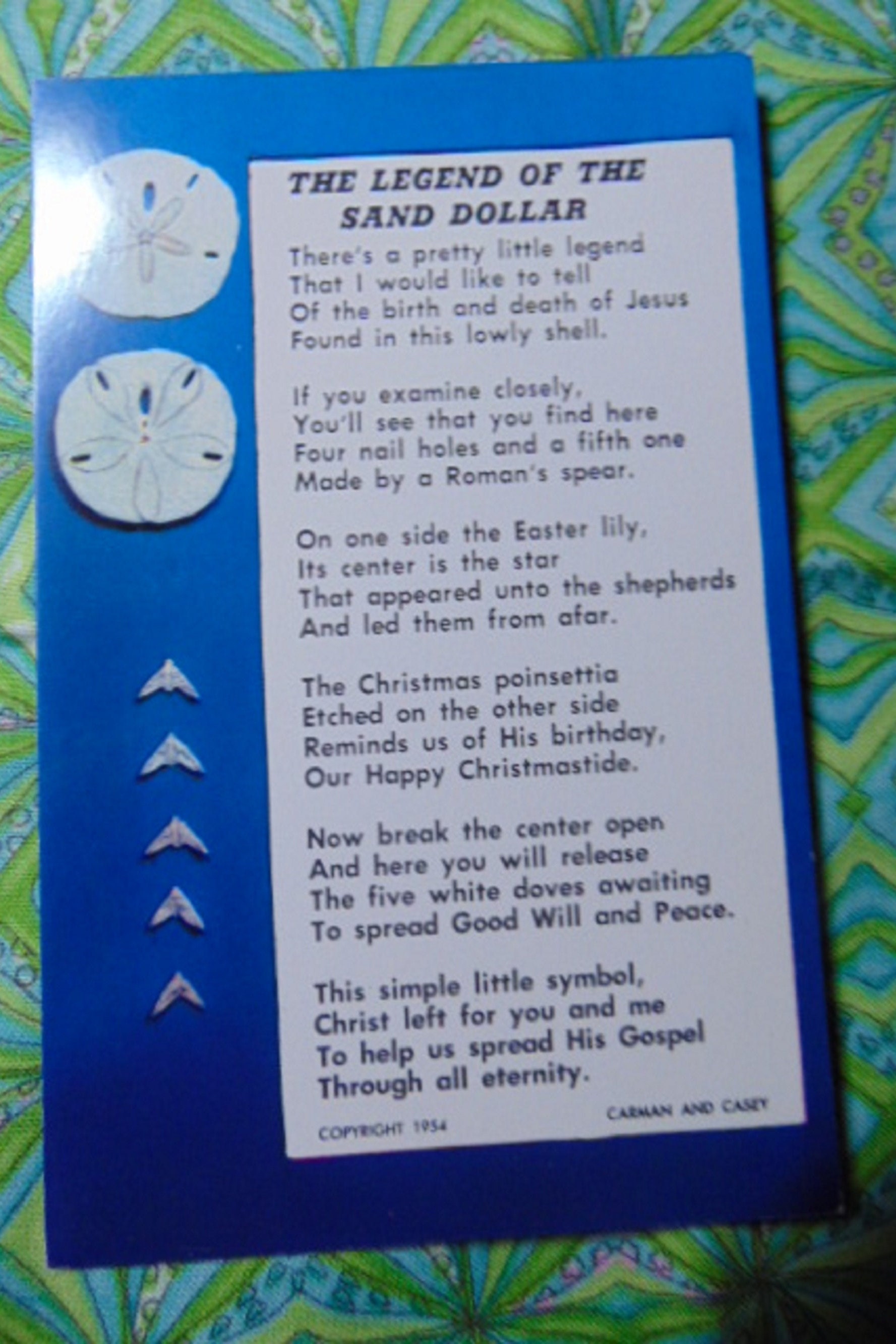 vintage-excellent-1954-the-legend-of-the-sand-dollar-postcard-unused-1131-paper-ephemera-collecting-postcard-scrapbook-etsy for Free Printable Printable Legend Of The Sand Dollar VINTAGE EXCELLENT 1954 the Legend of the Sand Dollar Postcard..unused..1131..paper Ephemera,collecting Postcard,scrapbook - Etsy for Free Printable Printable Legend Of The Sand Dollar