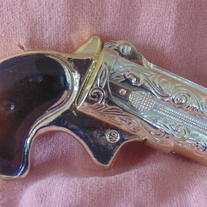 VINTAGE Avon 1977 Derringer Gold over Amber Colored Glass Decanter...#46..Book Collectible,Men&#39;s Decor,Man Cave,Home Decor,She Shed