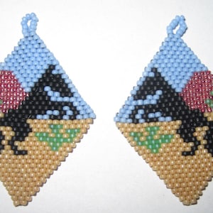 BEAUTIFUL Native Style Micro Beaded Picture Desert Horse Earrings......1547h...Pick Your Earring Type/Style...Hand Made...OOAK