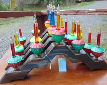 Vintage GORGEOUS 4 Different Repurposed Handmade Wood Mantle Display w/5 Bubble Lights from the 40&#39;s..U PICK..needs electricity!..(Mom)