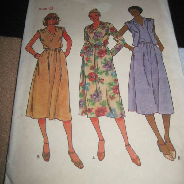 Vintage BUTTERICK Pattern #6376...sz.8...dress V neck....1970's/80's....#34....