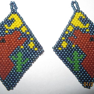 BEAUTIFUL Native Style Micro Beaded Picture Midnight Coyote Earrings......1550h...Pick Your Earring Type/Style...Hand Made...OOAK