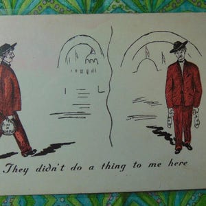 ANTIQUE Excellent 1900&#39;s Man w/Money Bags &quot;They Didn&#39;t do..&quot; Humorous Postcard..Unused..1867 Paper Ephemera,Collecting Postcard,Scrapbook